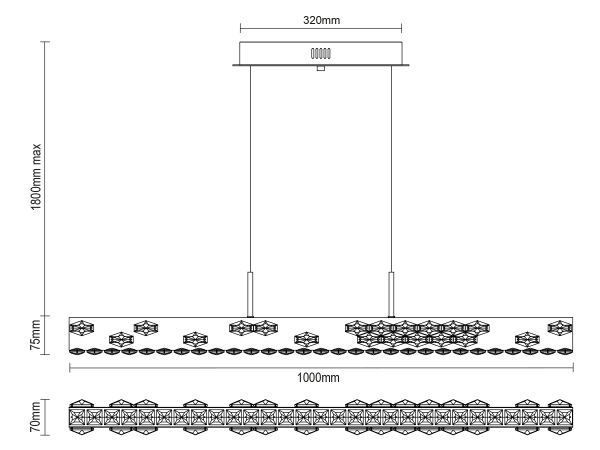 CLARIS hängender Kristallkronleuchter 1000 - V30002 5