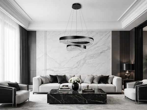 AURORA hängender Kristallkronleuchter 800+450 - V30078 2