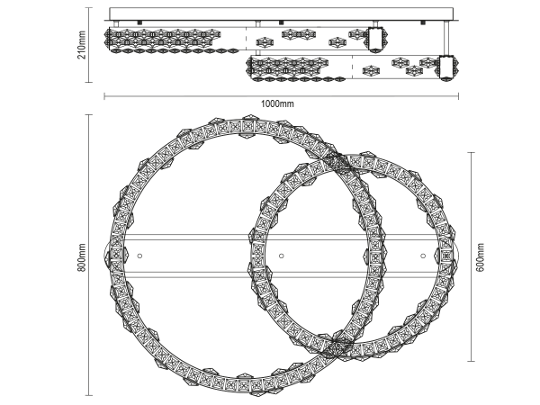 CLARIS Deckenlüster aus Kristall 800+600 - V30009 9