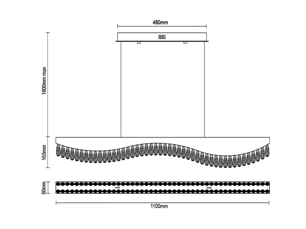 AURORA hängender Kristallkronleuchter 1100 - V30071 7