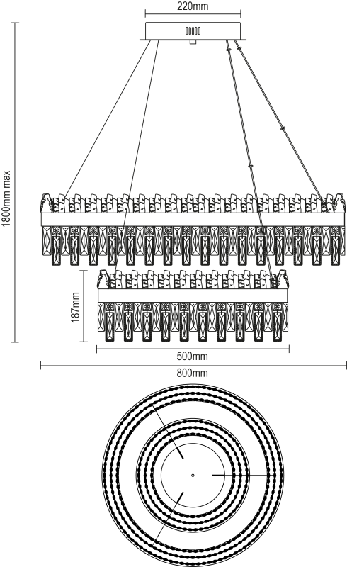 ROCOCO Kristall-Hängeleuchter 800+500 – V30104 8