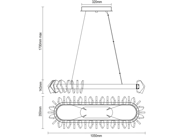 PIKASO hängende Kristallkronleuchter 1050 - V30021 15