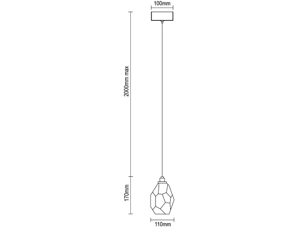 DIAMOR SMOKE Kristall-Hängelampe - V30053 6
