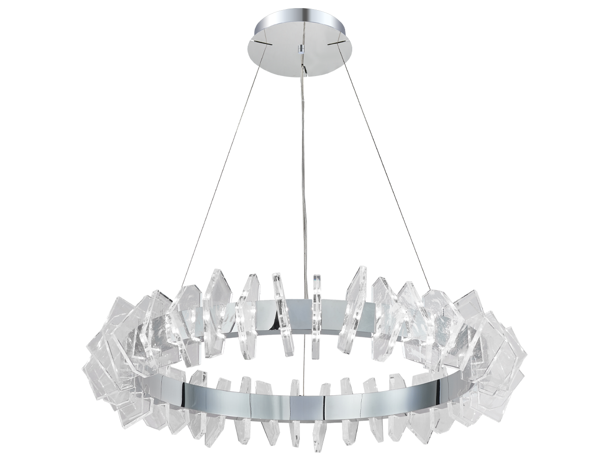 Moderne Leuchten aus Glas mit markantem Detail, die einen interessanten Lichteffekt im Raum erzeugen.